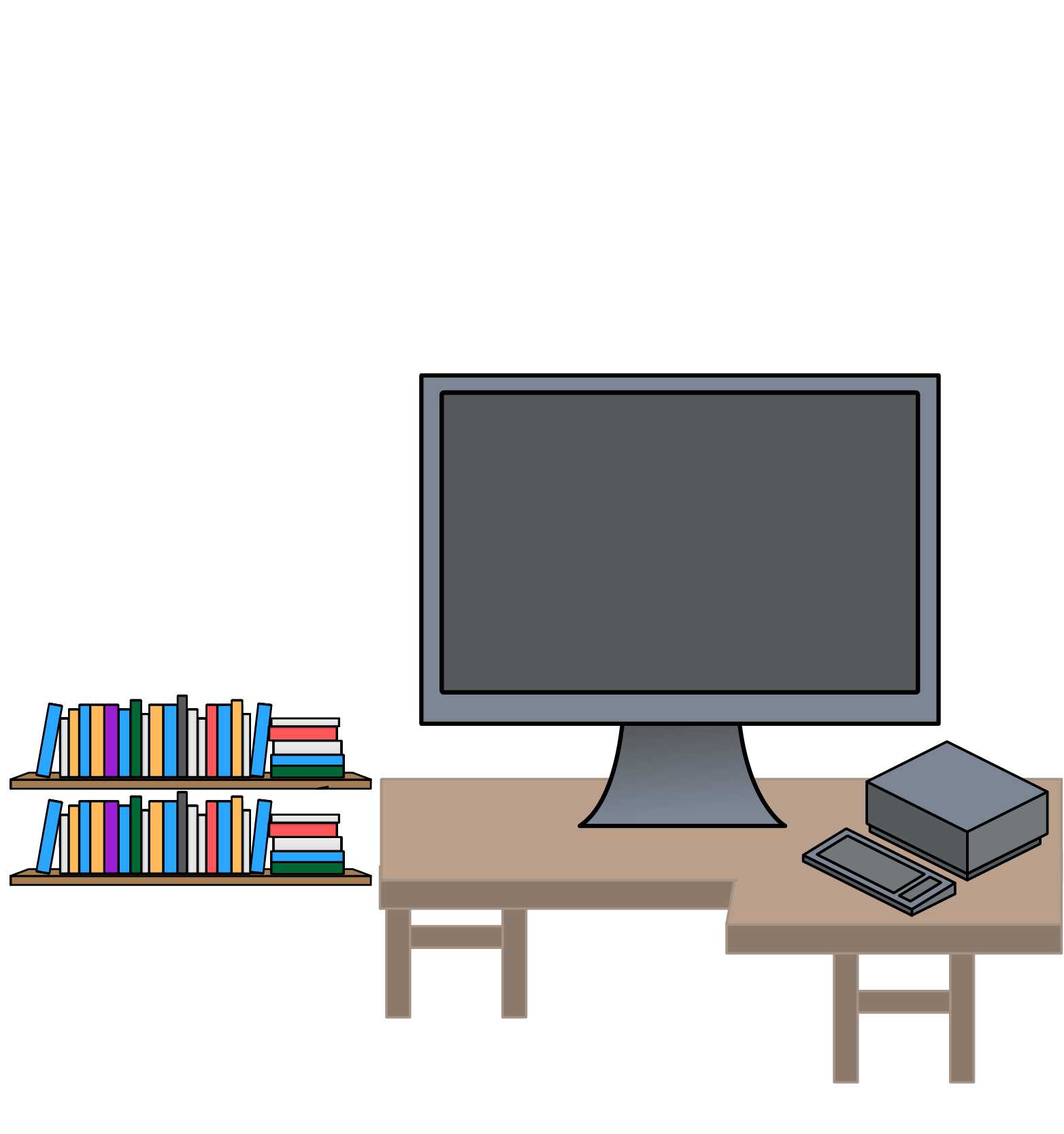 Scene environment of the computer lab in the school's library