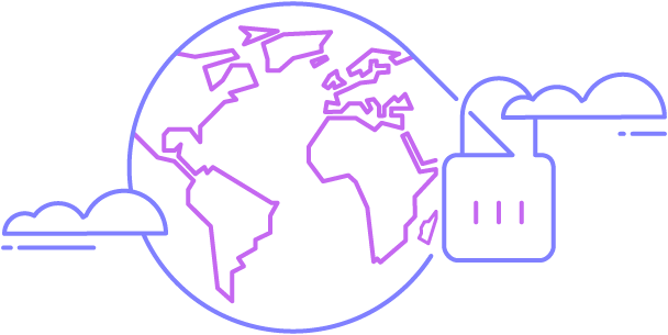 Illustration of a globe with a lock icon overlayed