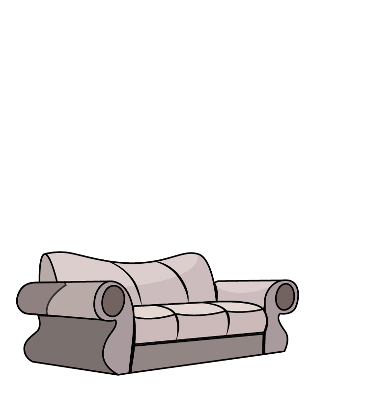 A comfy couch is sitting in Ethan's living room