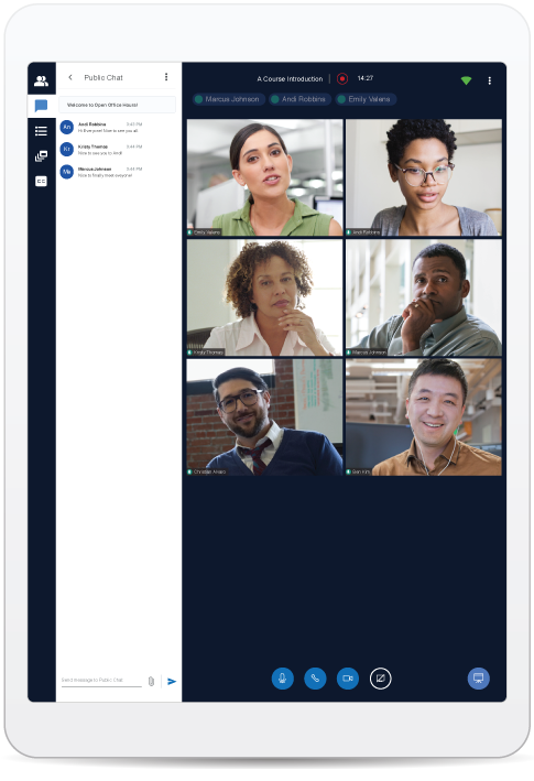 Screenshot of Virtual Classroom in tablet